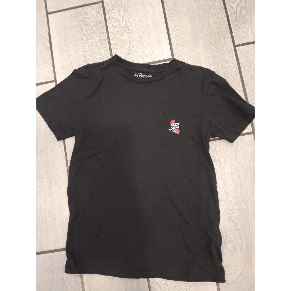 Taco Tuesday Black Rose Skeleton Hand Graphic T-Shirt Small Kanji Embroidered